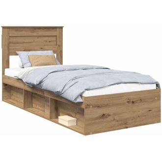 vidaXL Estructura De Cama Con Cabecera Roble Artesanal 90 X 190 Cm Vidaxl