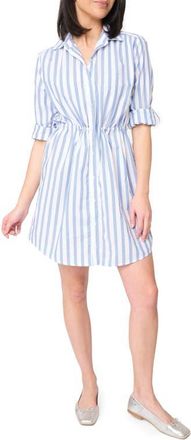 Gibsonlook Long Sleeve Stripe Shirtdress in Sky Blue White Stripe at Nordstrom, Size Xx-Small
