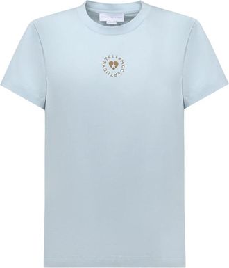 Stella McCartney Iconic Mini Heart T-Shirt - Dames - T-shirts - Blauw - S - Katoen - Tops