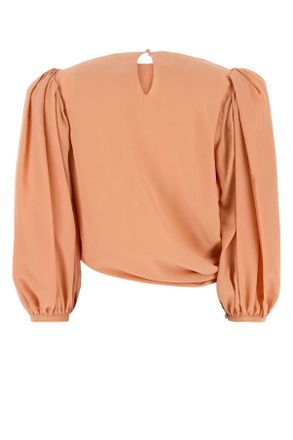 Chlo&eacute; Womens Salmon Crepe Top Blushypink Exterior: Silk Maglie Sweater