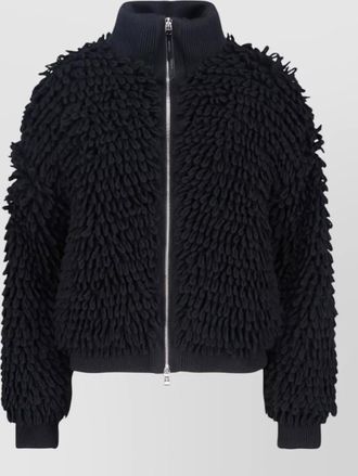 Moncler high collar jacket ribbed cuffs hem
