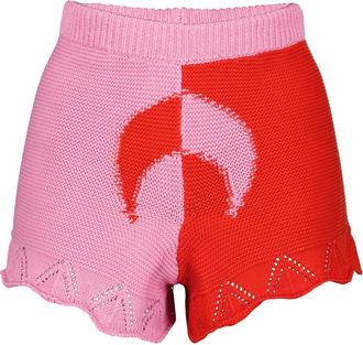 Marine Serre Korte Broeken, Dames, Veelkleurig, S, Katoen, Mini Short Moon