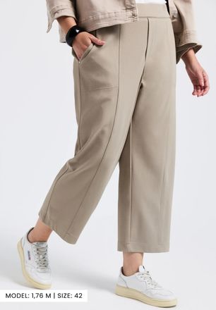 Street One 7/8-Hose STREET ONE, Damen, Gr. 42, L&auml;nge 26, grau (buff grau), Web, Obermaterial: 95% Polyamid, 5% Elasthan, unifarben, straight fit 7/8-L&auml;nge, Hosen