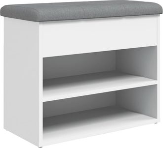 vidaXL Vidaxl - Banco Zapatero Madera De Ingenier&iacute;a Blanco 62x32x50 Cm