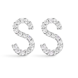 House of Brilliance 10K Gold 1/10 Cttw Diamond Initial A to Z Stud Earring