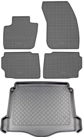 OEM Ford Mondeo Hybrid V Turnier Kombi (5 Puertas) Desde 01.2015 Set - Alfombrillas De Goma Para Coche + Alfombrilla Para Maletero