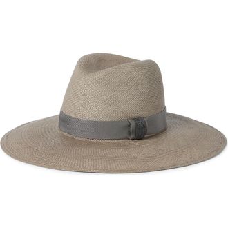 Brunello Cucinelli Straw fedora in Beige at Nordstrom, Size X-Small