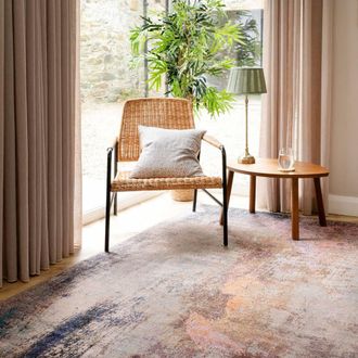 Kukoon Beige Pink Modern Abstract Flatwoven Living Room Rug Hallway Runner | Size: 120 cm x 170 cm