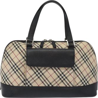 Burberry Nova Check Beige Canvas Handbag (Pre-Owned)