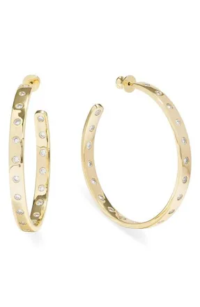 Melinda Maria Ashley Rodeo Cubic Zirconia Hoop Earrings in Gold-White at Nordstrom