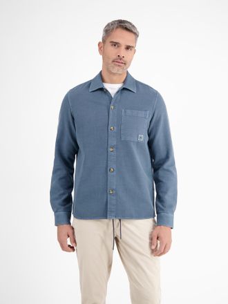 Lerros Langarmhemd LERROS LERROS Hemdjacke in kerniger Struktur, Herren, Gr. 3XL, Normalgr&ouml;ssen, blau (crispy blau), 100% Baumwolle, Hemden Langarmhemd