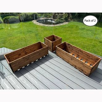 Charles Taylor Trading Multi Pack of 2 - Berwick Corner Wooden Planter Set - Fully Assembled in Light Brown