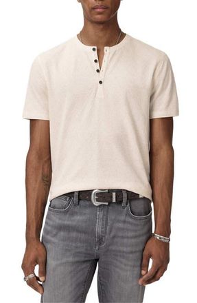John Varvatos Elm Texture Short Sleeve Henley in Linen at Nordstrom, Size X-Large