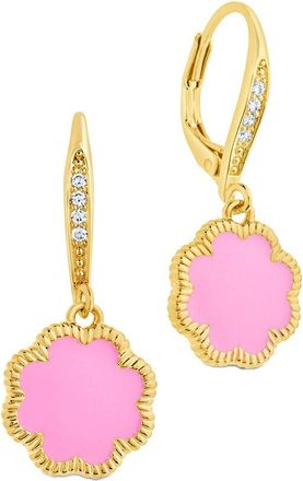 Sterling Forever 14K Plated Rose Petal Short Drop Earrings