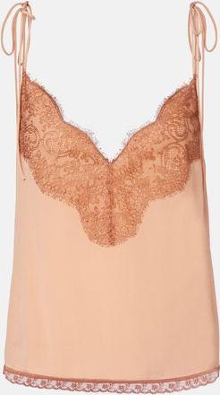Valentino Top in crêpe de chine di seta con pizzo