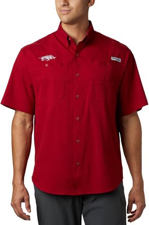 Columbia Short Sleeve Collegiate Tamiami Shirt Top In Red