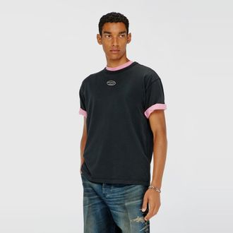 Diesel Light cotton T-shirt with metallic Oval D logo - T-Shirts - Man - Black