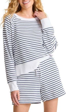 Tommy Bahama Marina Del Mar Stripe Sweatshirt in Coastline at Nordstrom, Size X-Large