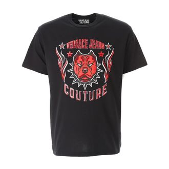 Versace Jeans Couture Bulldog Print T-Shirt - male - Versace Jeans Couture - T-Shirts - Black - 2XL - Tops