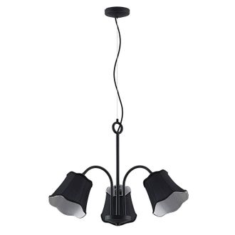 Lucande L&aacute;mpara Colgante binta En Negro De Textura, Tela, Tejido, Seda - Lucande