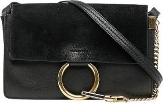Chlo&eacute; Pre-owned Cross Body Bags, female, Black, Size: ONE SIZE Pre-owned Faye Leather Suede Shoulder Bag