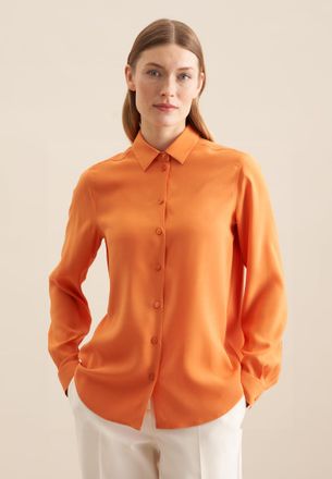 Seidensticker Hemdbluse SEIDENSTICKER, Damen, Gr. XXL44, orange, 100% Viskose, unifarben, regular fit, ohne Ausschnitt, Blusen Hemdbluse, 1/1 Kragen Uni