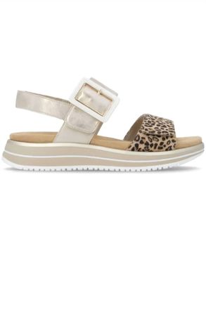 Remonte Womens Jocelyn 53 Sandal In Leo Beige/ Muschel