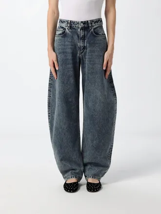 Alaia Jeans Round modello baggy a vita alta in denim di cotone