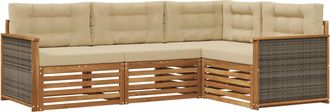 vidaXL Conjunto De Sof&aacute;s De Exterior 4 Uds. Natural Y Beige Vidaxl