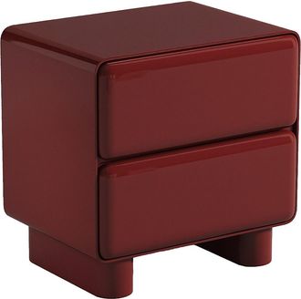 Vente-Unique Mesa de noche con 2 cajones - MDF - Burdeos lacado - AUNELA