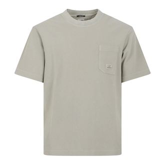 C.P. Company T-Shirts, male, Gray, Size: S Piqu&eacute; Pigment Dyed Pocket T-Shirt