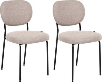 Beliani Beliani - Set of 2 Dining Chairs Armless Scandinavian Design Easy Clean Upholstery Light Brown Loleta