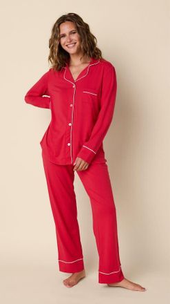 The Cats Pajamas Pima Knit Pajama Set in Red at Nordstrom, Size X-Large