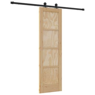 vidaXL Puerta Corredera Natural Y Negro 61 X 198,5 Cm Vidaxl