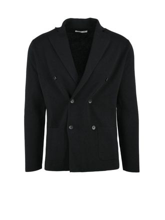 FILIPPO DE LAURENTIIS Double-Breasted Knit Blazer In Extrafine Merino Wool