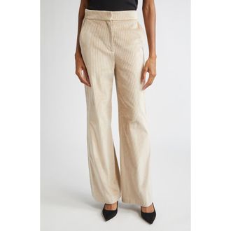 Veronica Beard Grigore Cotton Blend Corduroy Pants in Heathered Sand at Nordstrom, Size 00