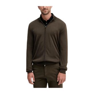 HUGO BOSS Balonso-L Full-Zip Cardigan - Heren - Vesten - Groen - 2XL - Wol - Truien & Vesten