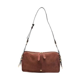 Pinko Pinko - Spraying Schoudertas - Dames - Tassen - Bruin - Maat: ONE Size Katoen