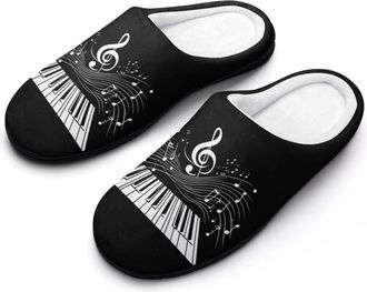 Generic Piano Music Note Womens Slippers Warm House Slippers Indoor House Shoes with Anti-Skid Rubber Sole