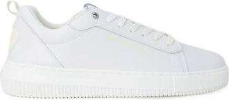 Calvin Klein Jeans Witte Low Top Leren Sneakers - Heren - Sneakers - Wit - 41 EU - Leer - Schoenen