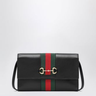 Gucci Black Gucci Horsebit Web wallet with strap