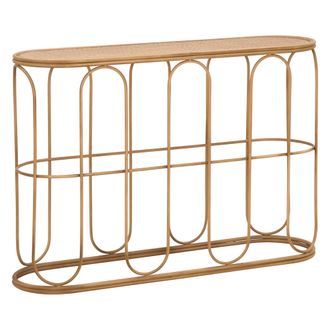 Dmora Consola Tiznit, Un Estante, Estructura Efecto Bamb&uacute;, Material De Madera, 110x32x77h Cm Marr&oacute;n