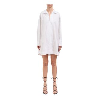 Dondup Shirt Dresses, female, White, Size: S Abito in Gabardina