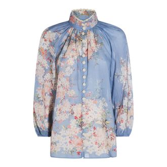 Zimmermann Top Teal Blue Botanical Floral