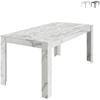 Les Tendances Mesa De Comedor Moderna 180x90cm Efecto M&aacute;rmol Excelsior - Blanco