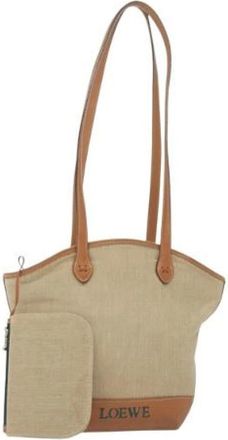Loewe Pre-owned Tote Bags, female, Beige, Size: ONE SIZE Pre-owned Canvas Shoulder Bag