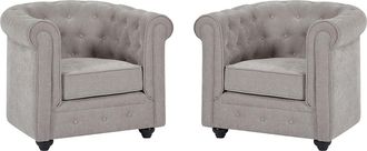 Vente-Unique Lote de 2 sillones en tela gris CHESTERFIELD