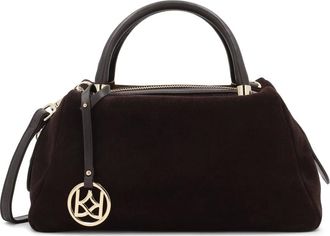 Kazar Tassen, Dames, Bruin, ONE Size, Suède, Bruine suède en echt leren handtas met sleutelhanger