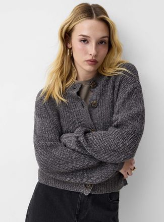 Vero Moda Womens Marbled buttons shaker-rib Cardigan Sweater