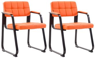 Clp Set de 2 sillas con patas de metal y asiento en Simil cuero Naranja